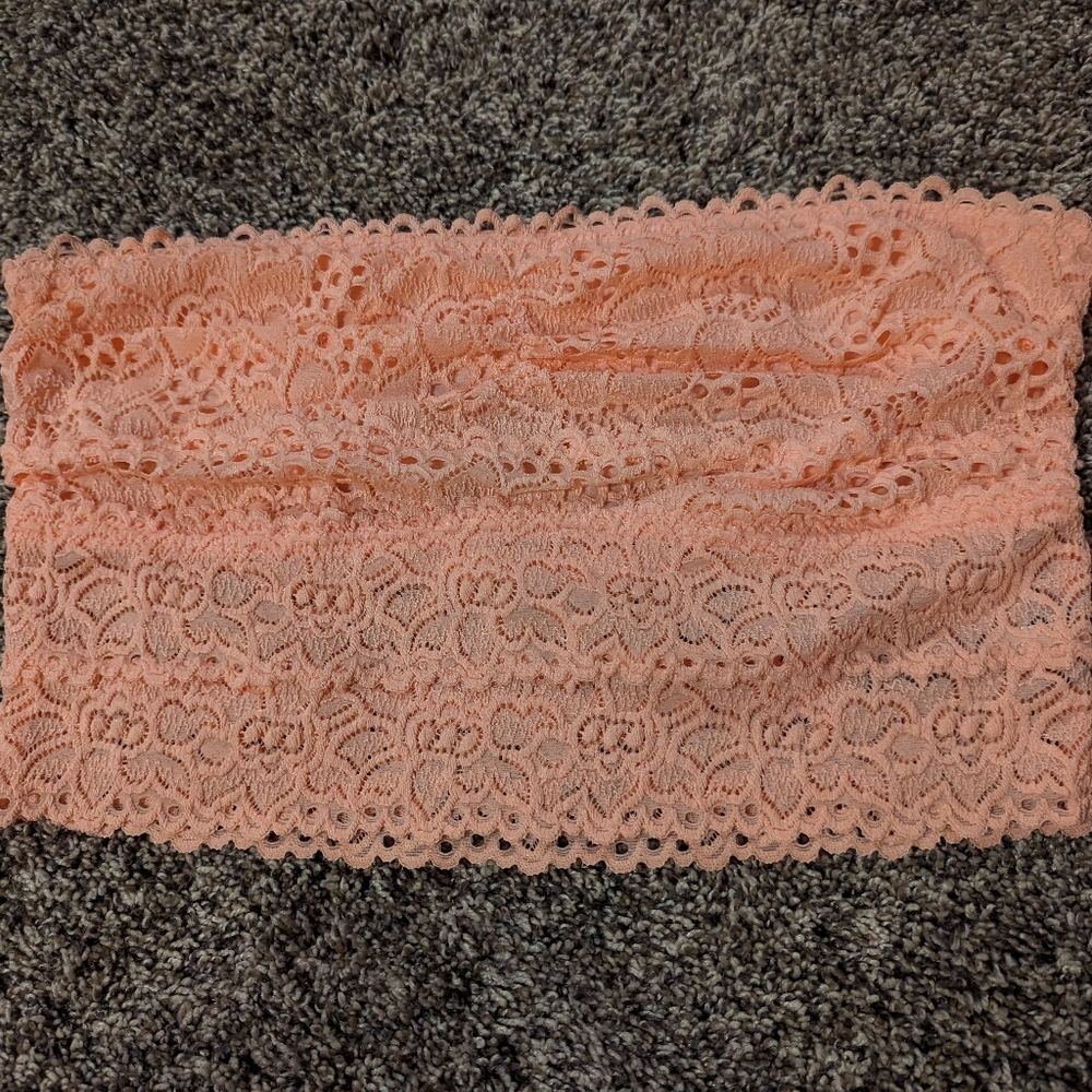 Aerie long line bandeau crop top. Pink, size large.